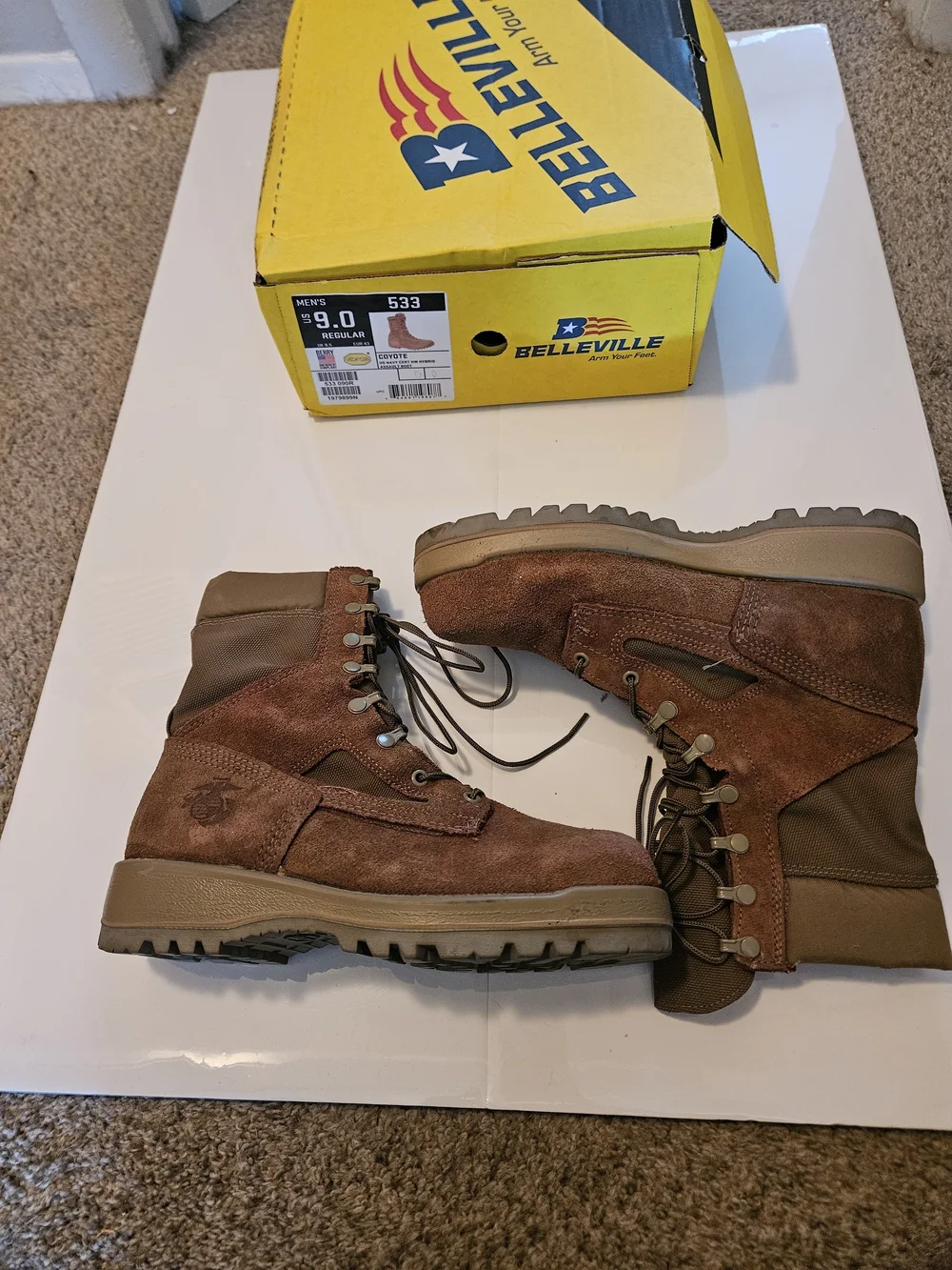 Belleville Men's Brown Suede Lace-Up Work Boots